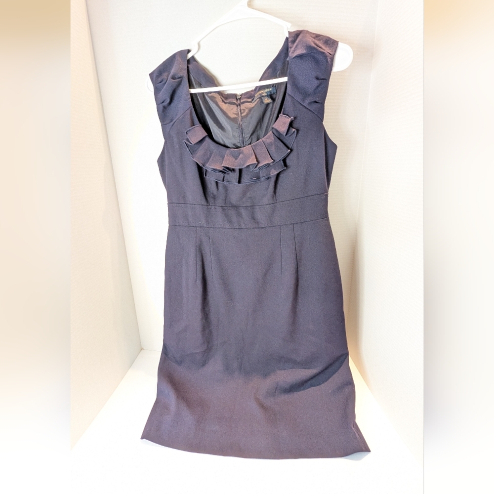 Banana Republic Elegant Navy Blue Sleeveless Dress With Ruffle Neck